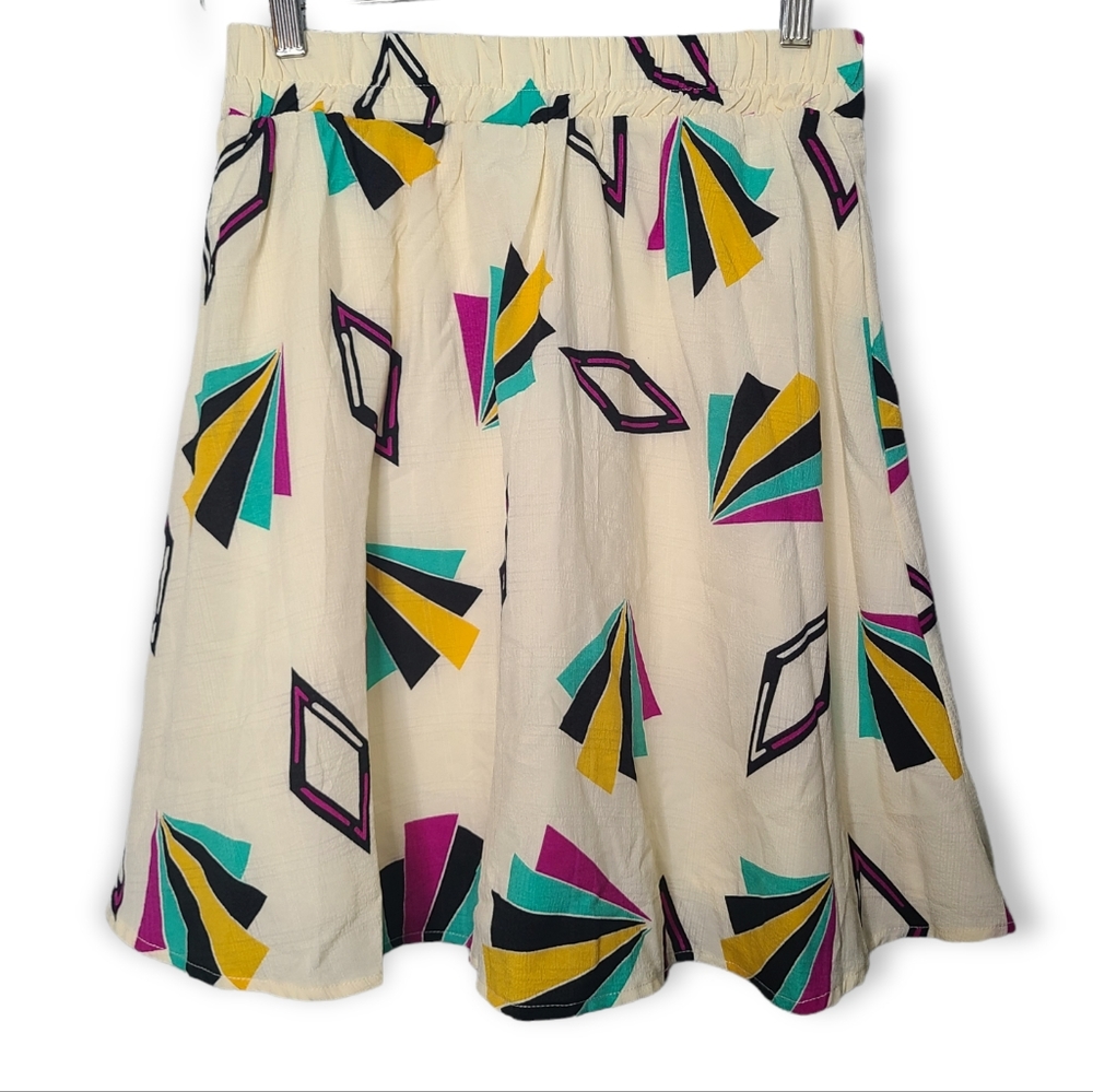 Modcloth Compania Fantastica Geometric Fan Swing Skirt NEW